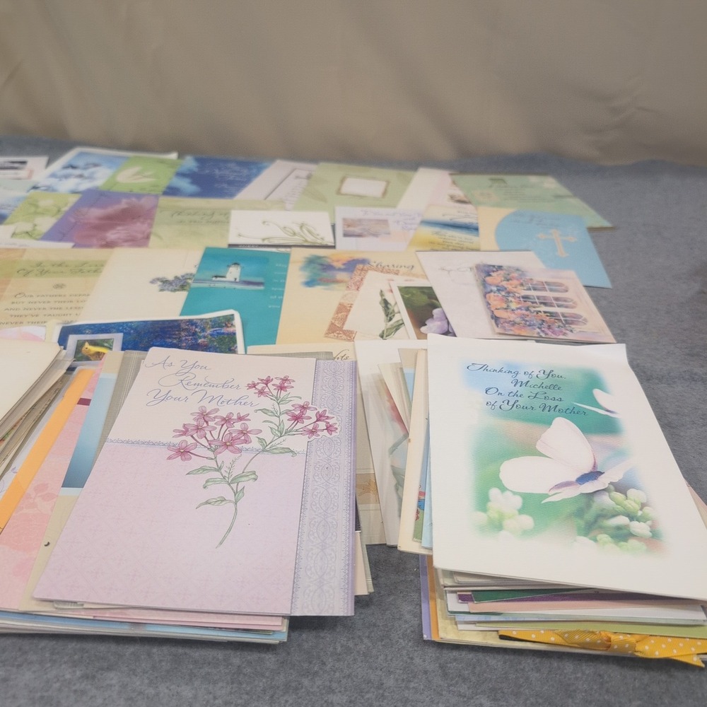 100+ Used Sympathy Greeting Cards Bulk Lot Paper Ephemera Junk Journal Crafting - Picture 3 of 3